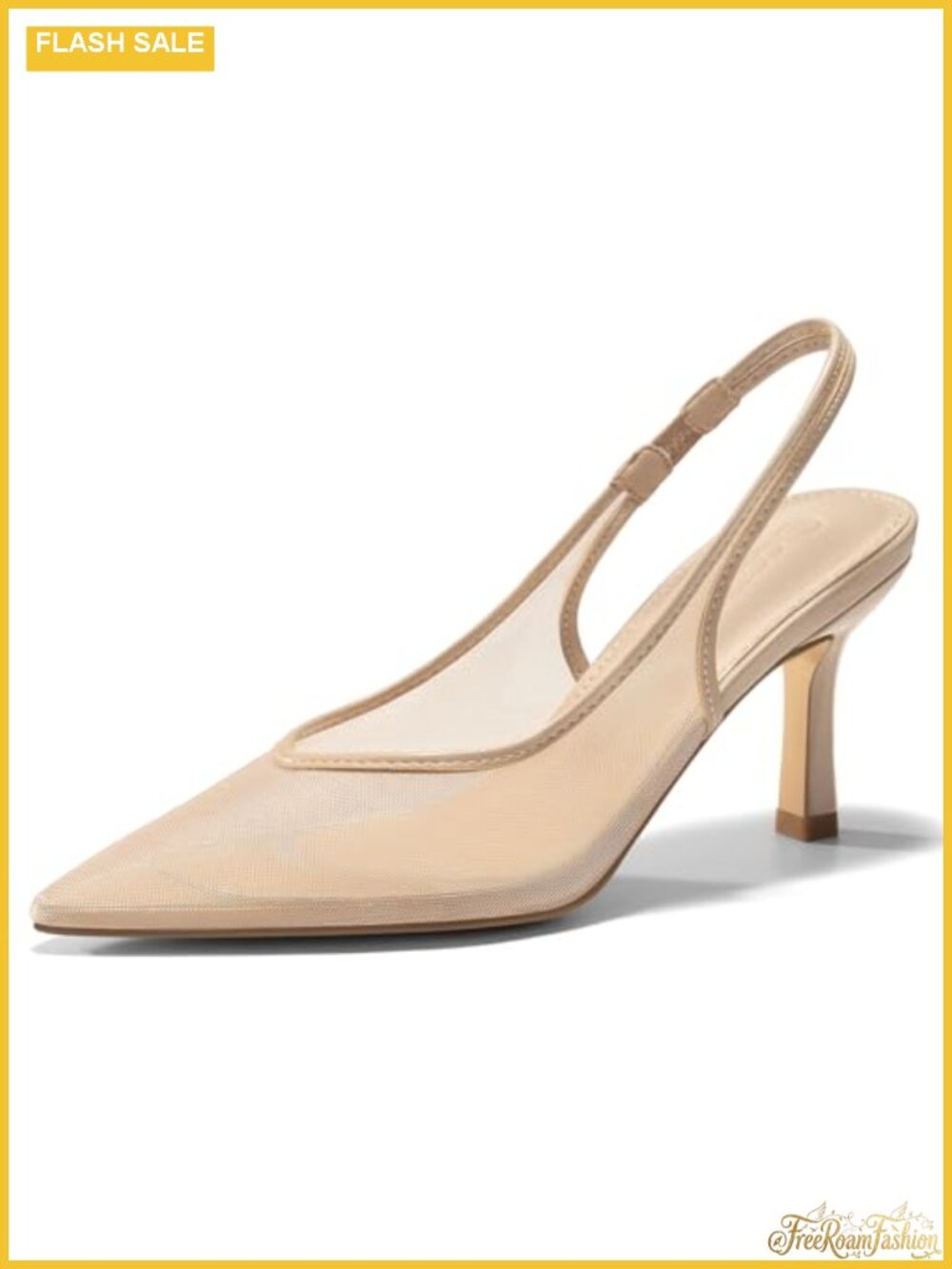 Kitten Heel Slingback Mesh Pointed Toe Dress Pumps